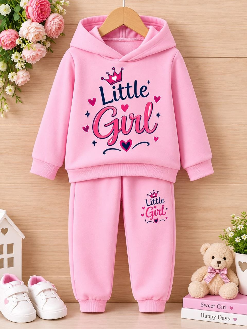 Pink Little Girl Winter Hoddie & Joggers ā SL BABY DRESS(1-12yrs)