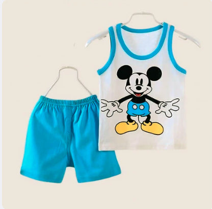 Mickey Sky Blue Sleeveless Boys Set (3mths-6yrs)
