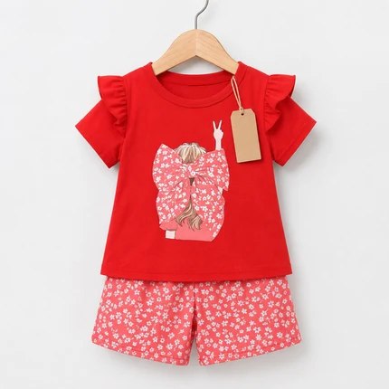 Red Bow Floral Girls Set (3mths-6yrs)