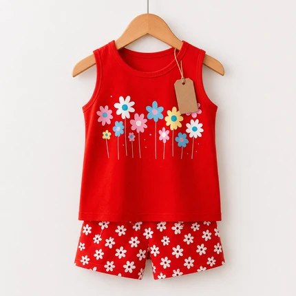 Red Flower Girls Summer Set (3mths-6yrs)