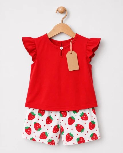 Red Strawberry Girls Set (3mths-6yrs)