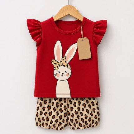 Bunny Leopard T-Shirt & Shorts Set (3mths-6yrs)
