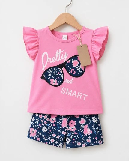 Pretty Smart Pink Top & Shorts Set (3mths-6yrs)