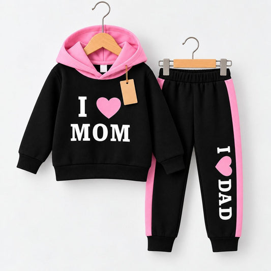 “I Love MoM” Kids Hoodie & Jogger Set (3M-12yrs)(3M-12yrs)