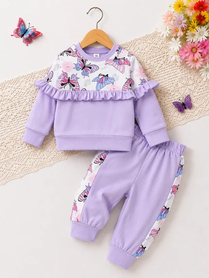 Winter Girls’ Butterfly Print 2-Piece Outfit (3M-8yrs)
