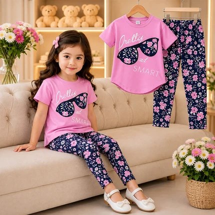 sun glass   Printed White T-Shirt & Red Full Pant (3M -12yrs )