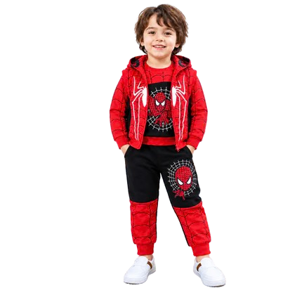 🕷️ Kids Winter Red & Black Spider-Man 3-Piece Set – (3M-12yrs) 🎉 BUY 1 SET — DELIVERY FREE! 🚚✨
