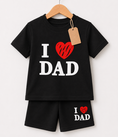 I Love Dad Black 2pcs Printed T-shirt Set (3mths-6yrs)